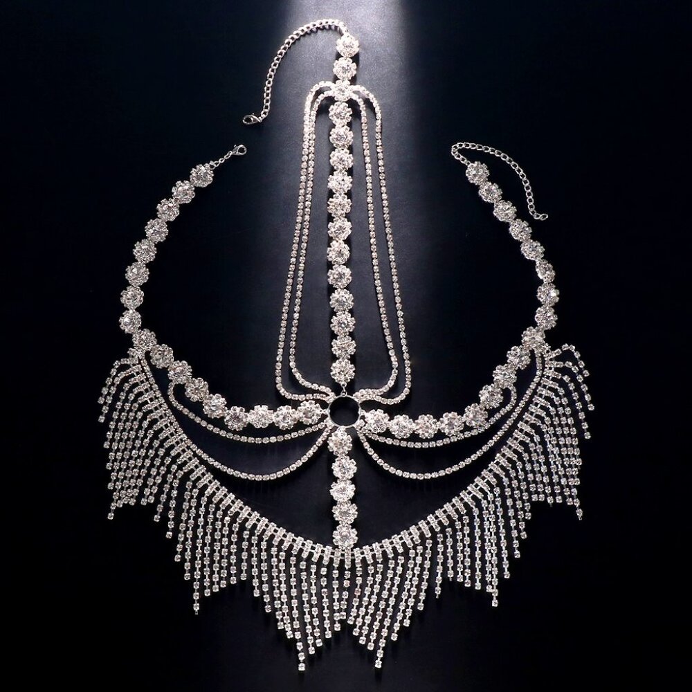 Rhinestone Fringe Jewelry Chain Mask Halloween Headpiece Accessories for Women - Picture 11 of 11